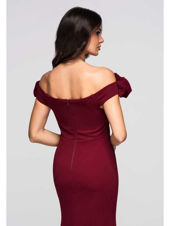 Ombre Ombre Sukienka wieczorowa LA-OM-DLR178 Bordowy Regular Fit