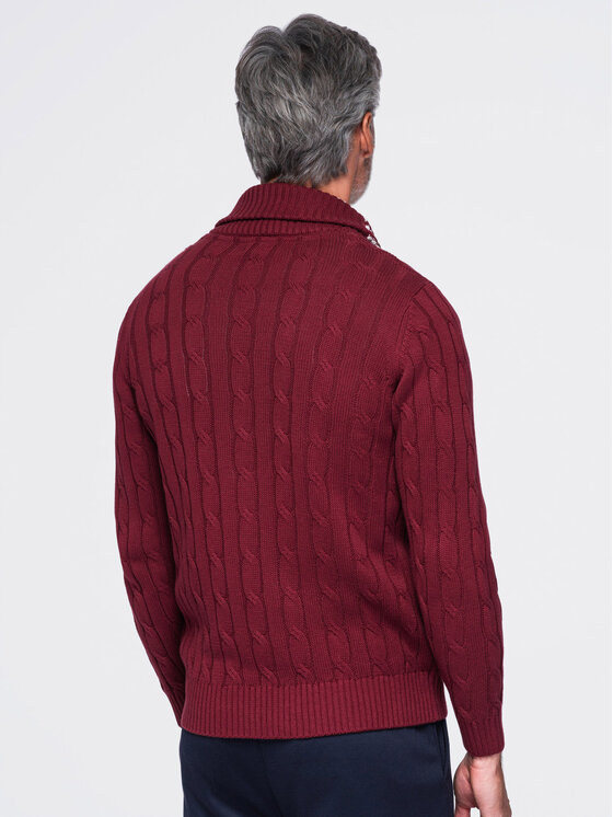 Ombre Ombre Kardigan OM-SWCD-0196 Bordowy Regular Fit
