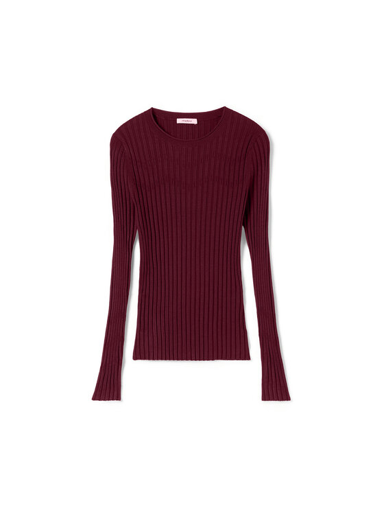 Motivi Motivi Bluzka M265W003981N036 Bordowy Slim Fit
