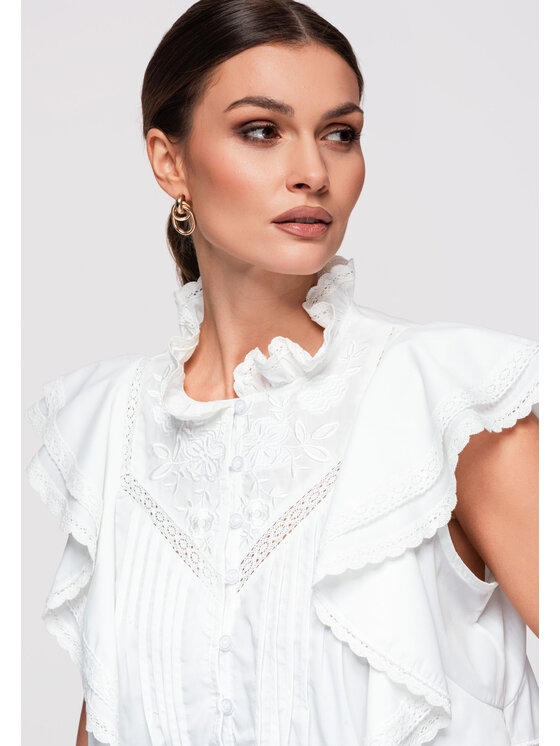 Ombre Ombre Koszula OW-SH-E0004 Biały Loose Fit