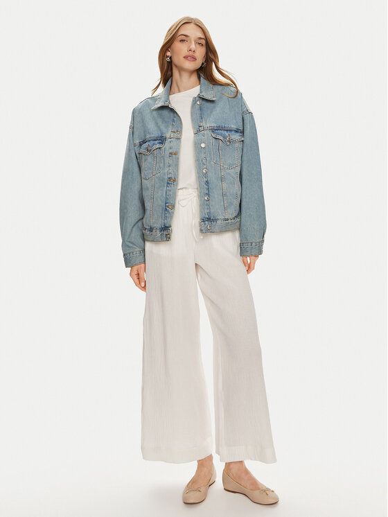 Gina Tricot Gina Tricot Kalhoty z materiálu 22655 Bílá Wide Leg