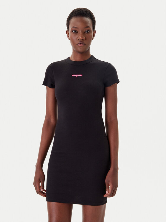 Tommy Jeans Tommy Jeans Igapäevane kleit Script DW0DW21186 Must Slim Fit