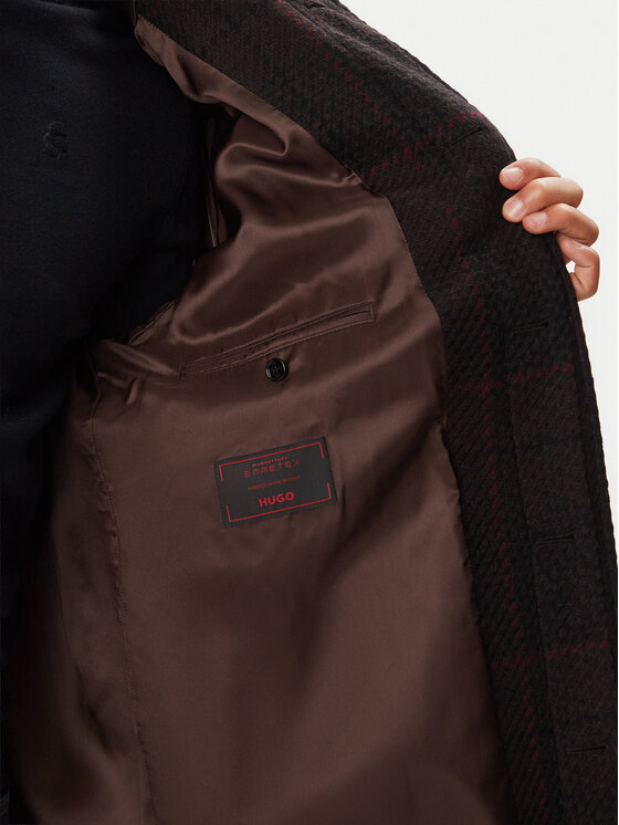 HUGO HUGO Вовняне пальто Mettos2641 50567309 Темно-коричневий Regular Fit