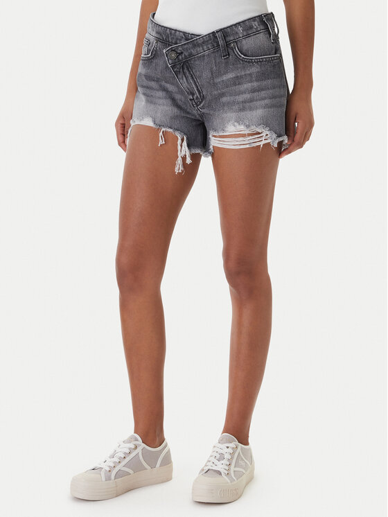 Guess Jeans Guess Jeans Pantaloni scurți de blugi W6GDZ8 D6572 Gri Regular Fit