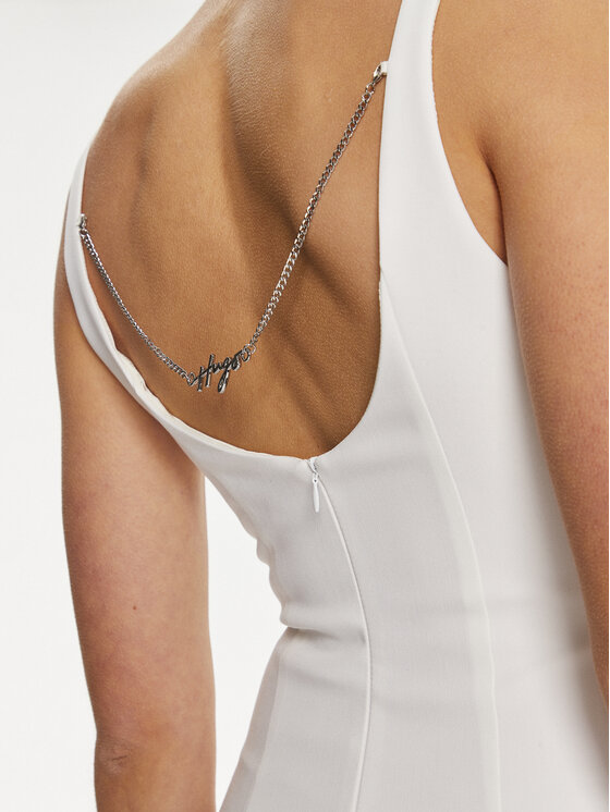 HUGO Hugo Kokteilinė suknelė Kanke 50511458 Balta Slim Fit