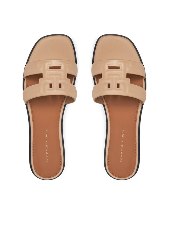 Tommy Hilfiger Tommy Hilfiger Klapki Th Logo Strap Mule FW0FW08671 Beżowy