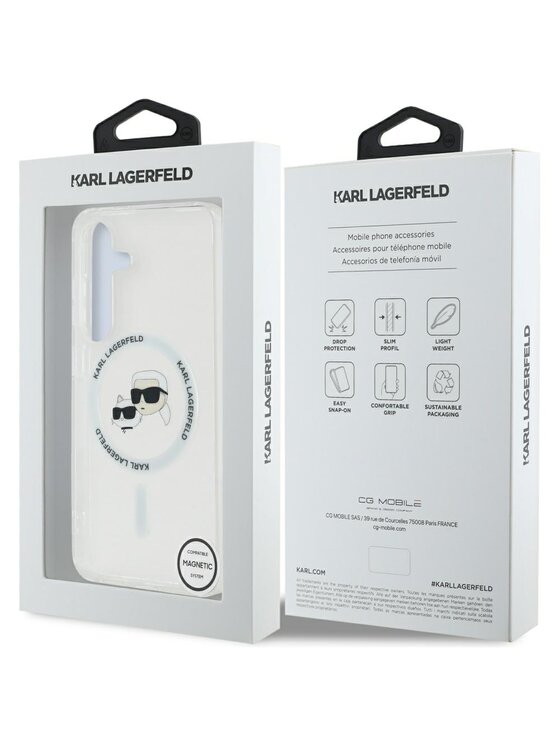 KARL LAGERFELD KARL LAGERFELD Etui na telefon Button Karl & Choupette Heads Printed Logo Biały