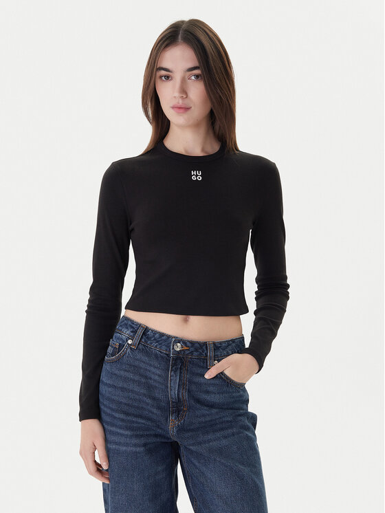 HUGO Hugo Bluză Dafilomena_3 50518378 Negru Slim Fit