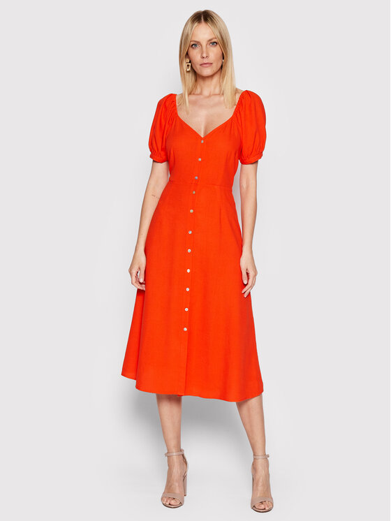 Vero Moda Vero Moda Košeľové šaty Jesmilo 10260300 Oranžová Regular Fit
