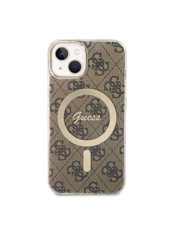 Guess Guess Etui na telefon 4G Metal Gold Logo Brązowy