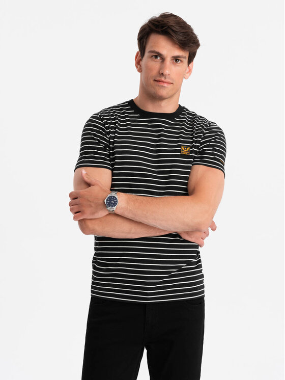 Ombre Ombre T-Shirt OM-TSCT-0183 Czarny Regular Fit