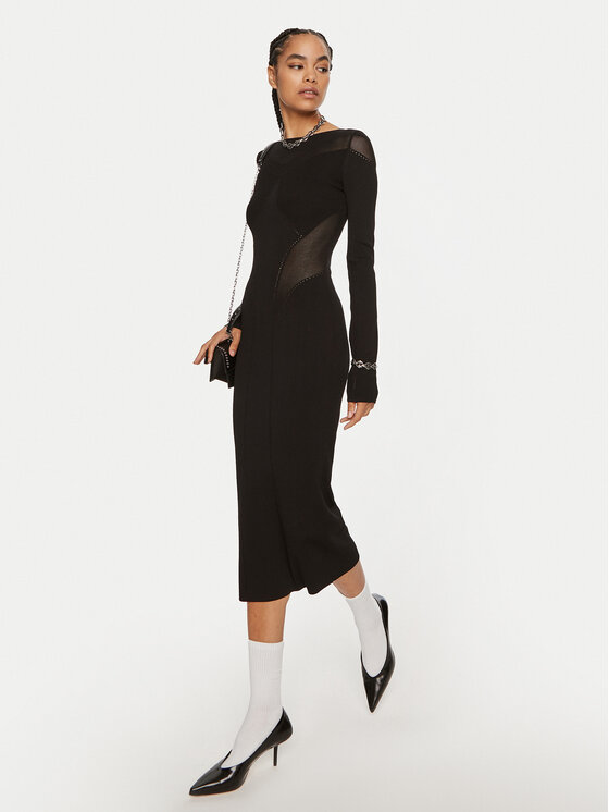 Patrizia Pepe Patrizia Pepe Rochie tricotată 8A1348 K195 K103 Negru Slim Fit