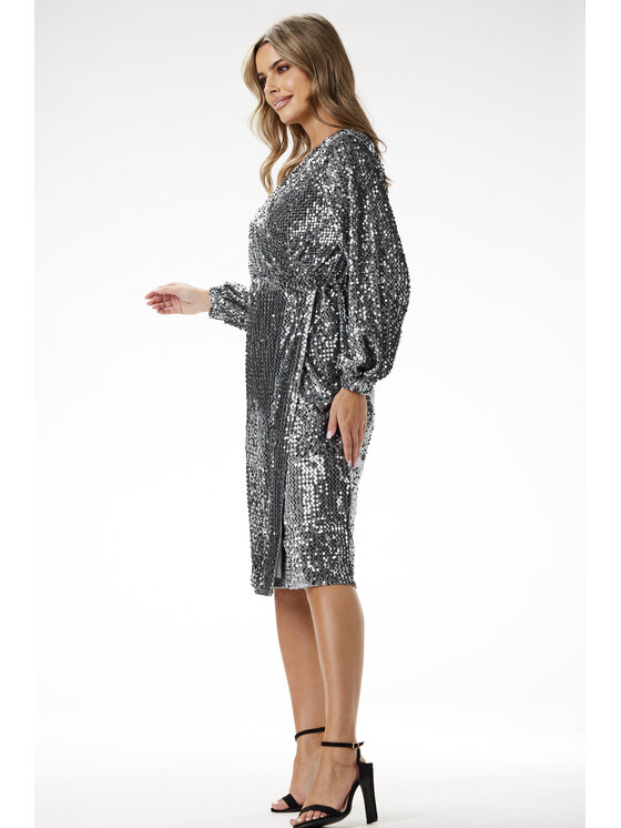 Awama Awama Sukienka wieczorowa A699 Szary Basic Fit