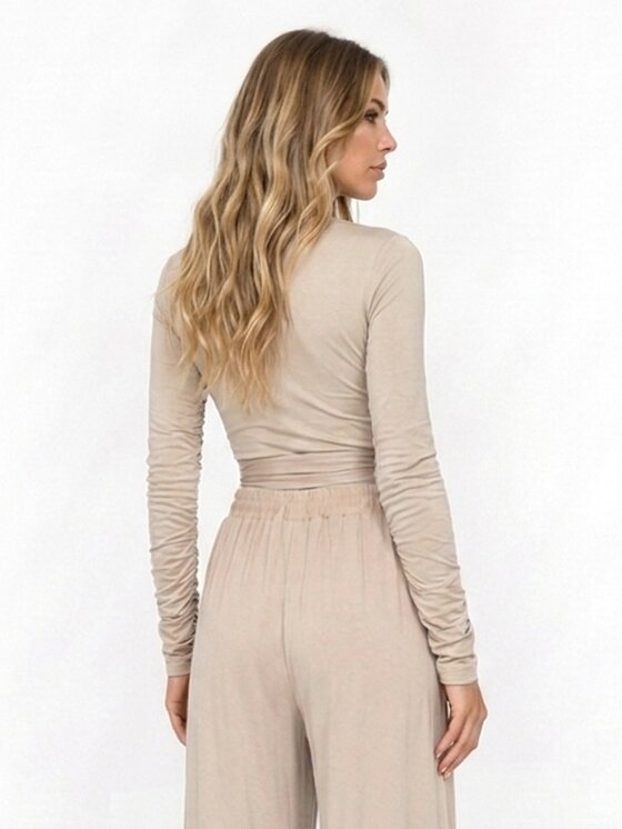 MissDenim MissDenim Longsleeve Tied blouse Beżowy Relaxed Fit
