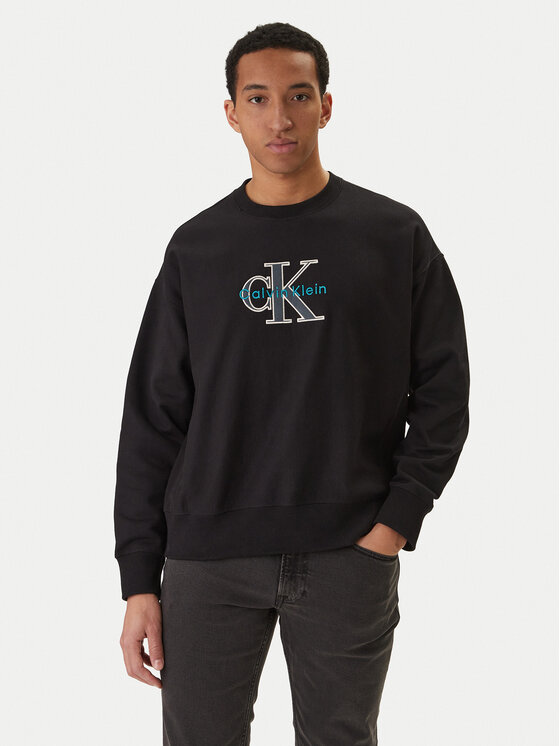 Calvin Klein Jeans Calvin Klein Jeans Pulóver Premium Monologo LV04RE200G Fekete Regular Fit