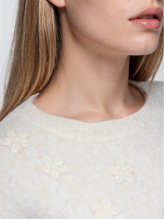 Ombre Ombre Sweter OW-SW-E0048 Beżowy jasny Regular Fit