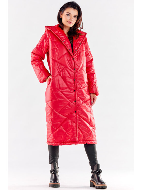 Awama Awama Płaszcz A542 Czerwony Basic Fit