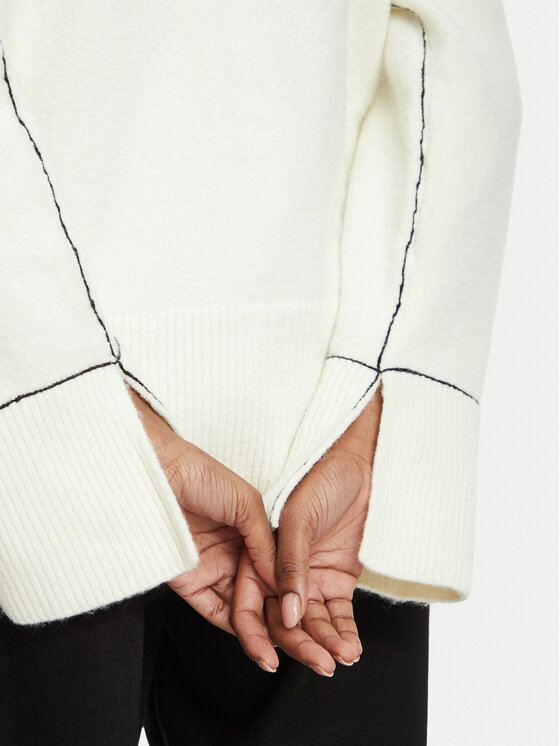 KARL LAGERFELD KARL LAGERFELD Sweter B4W18057 Kremowy Relaxed Fit