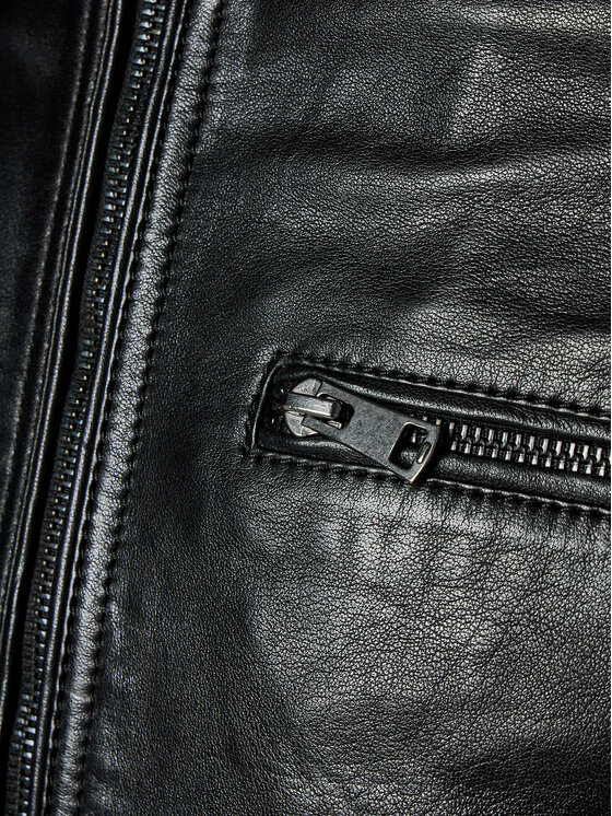Serge Pariente Serge Pariente Μπουφάν δερμάτινο Chic Hood Μαύρο Slim Fit