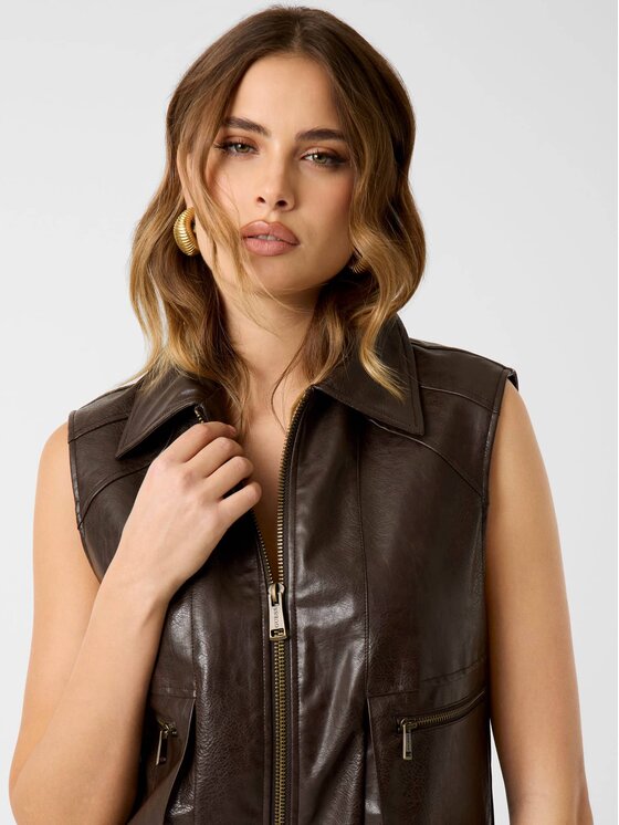Guess Guess Bezrękawnik 181218 Brązowy Classic Fit
