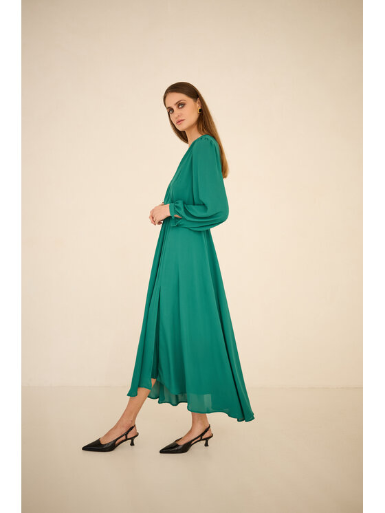 Entelier Entelier Sukienka wieczorowa maxi Zielony Comfortable Fit