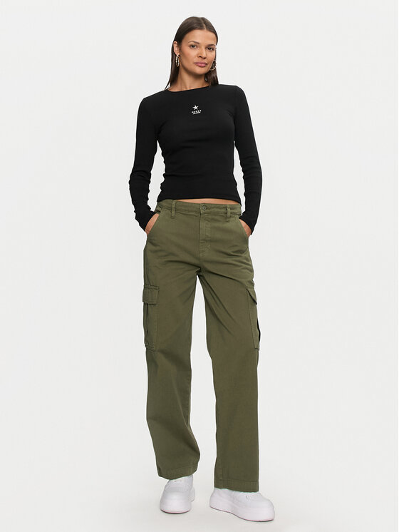 Guess Jeans Guess Jeans Kargo hlače W4YB61 WGCV1 Kaki Relaxed Fit