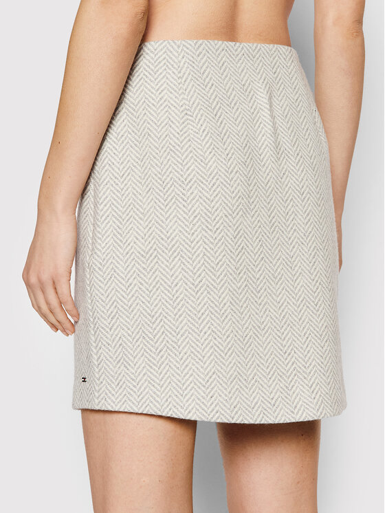 Tommy Hilfiger Tommy Hilfiger Spódnica mini Blend Herringb WW0WW33064 Szary Regular Fit