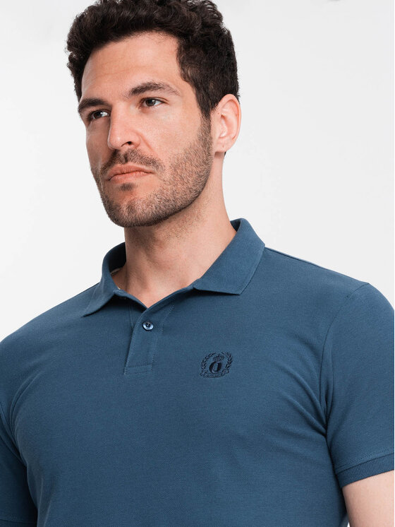 Ombre Ombre Polo OM-POBS-0100 Niebieski Regular Fit
