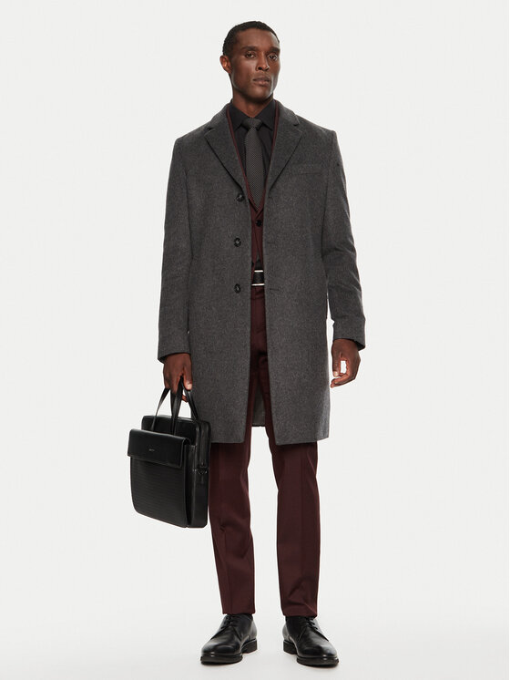 BOSS Boss Volneni plašč H-Hyde 50525739 Siva Slim Fit