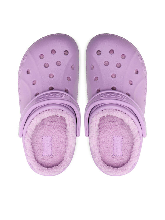 Crocs Crocs Klapki 9 Baby Lined Clog 205969-5Q5 Fioletowy