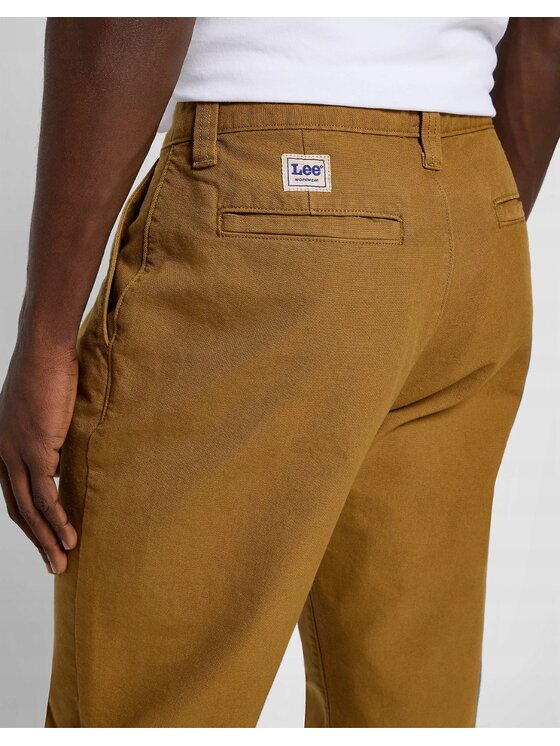 Lee Lee Jeansy Relaxed Workwear Chino Brązowy Chino Fit