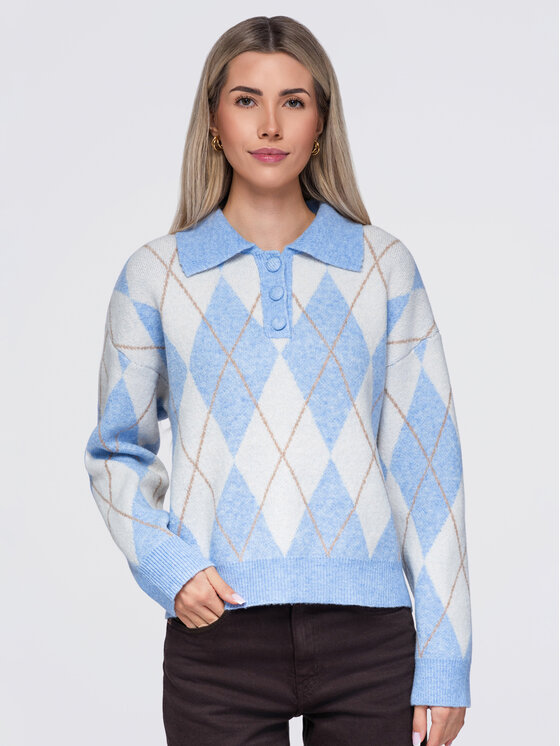Ombre Ombre Sweter OW-SW-E0030 Niebieski Relaxed Fit