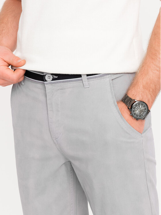 Ombre Ombre Chino kalhoty OM-PACP-0118 Šedá Regular Fit