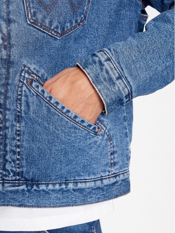 Wrangler Wrangler Giacca di jeans 124MJ SHERPA Blu Regular Fit
