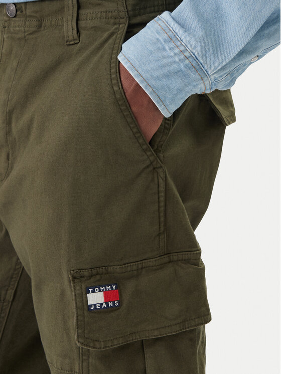 Tommy Jeans Tommy Jeans Bavlnené nohavice Sonny DM0DM22651 Zelená Slim Fit