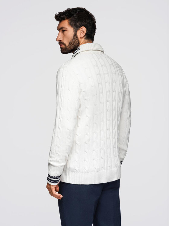 Ombre Ombre Kardigan OM-SWCD-0152 Biały Regular Fit