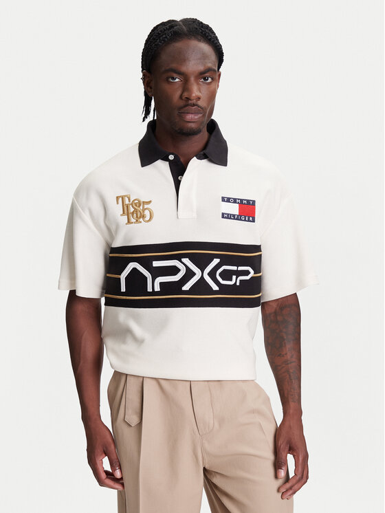 Tommy Hilfiger Polokošeľa F1 Movie Race Day MW0MW41393 Écru Relaxed Fit