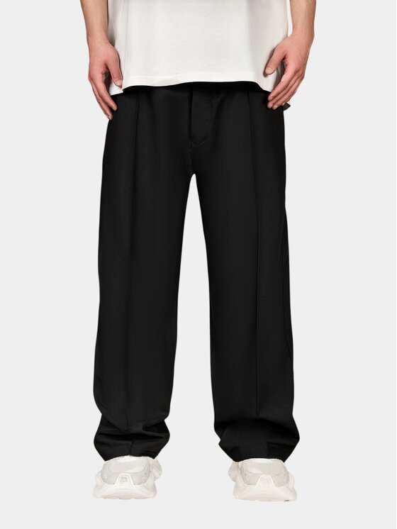 MADE BY SOCIETY MADE BY SOCIETY Spodnie materiałowe Pantaloni Ember Loose - P17198 Czarny Basic Fit
