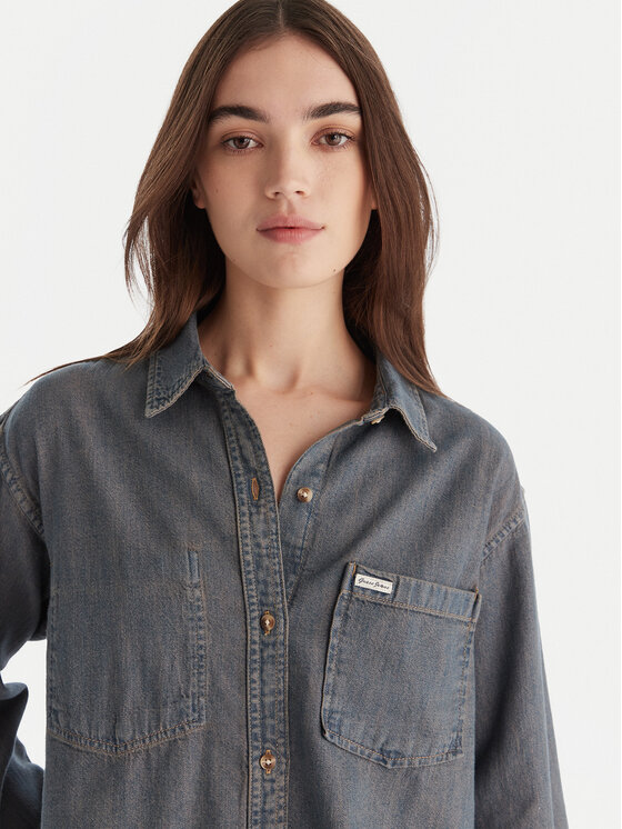 Guess Jeans Guess Jeans džinsiniai marškiniai W5BH0D D5M8E Mėlyna Relaxed Fit