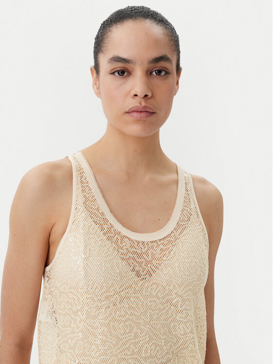 PINKO PINKO Top Waiting canottiera rete Bej Slim Fit
