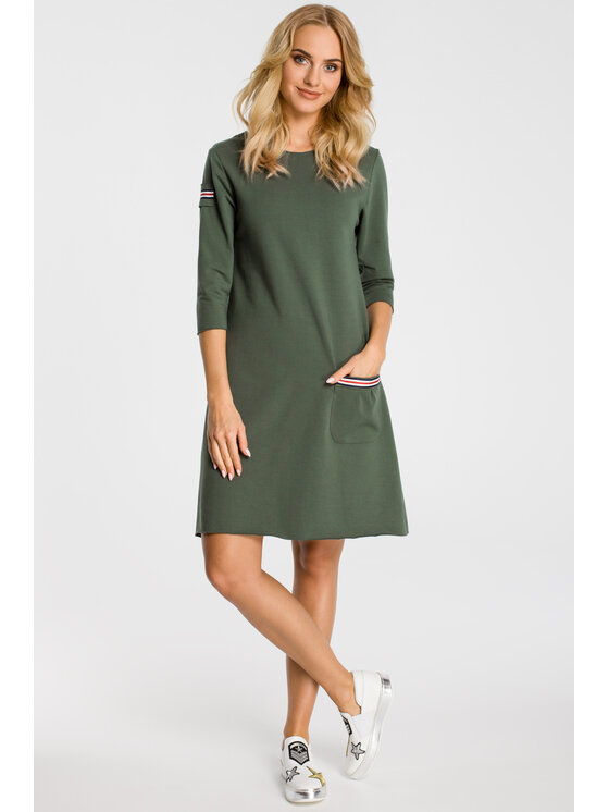 Made of Emotion Made of Emotion Každodenní šaty M343 Zelená Basic Fit