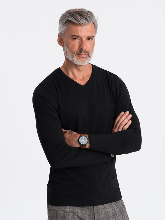 Ombre Ombre Longsleeve OM-LSBL-0108 Czarny Fitting Fit