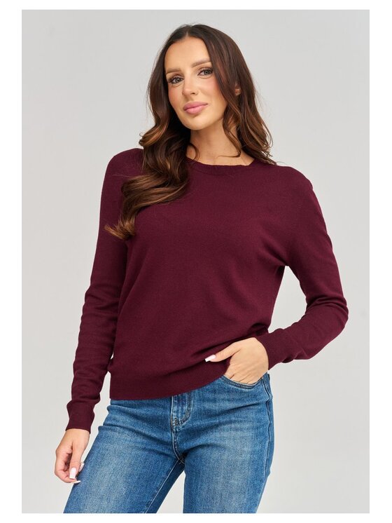 Makadamia Makadamia Sweter C105 Bordowy Loose Fit