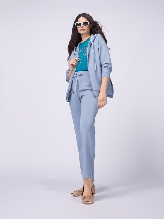 Oltre Oltre Pantaloni di tessuto P811J002241N024 Turchese Baggy Fit