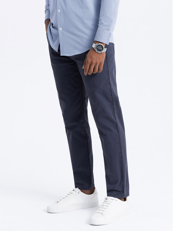Ombre Ombre Spodnie materiałowe OM-PACP-0151 Granatowy Fitting Fit