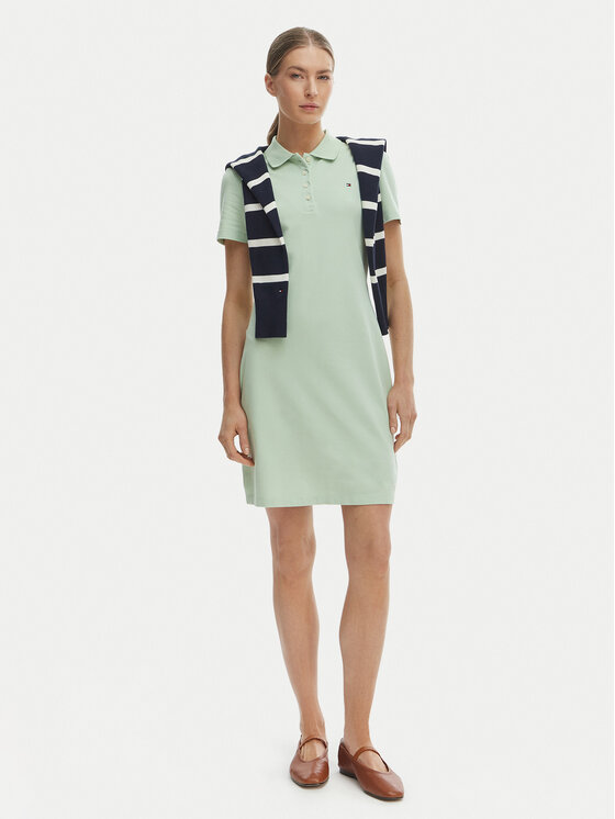 Tommy Hilfiger Tommy Hilfiger Igapäevane kleit WW0WW43228 Roheline Slim Fit