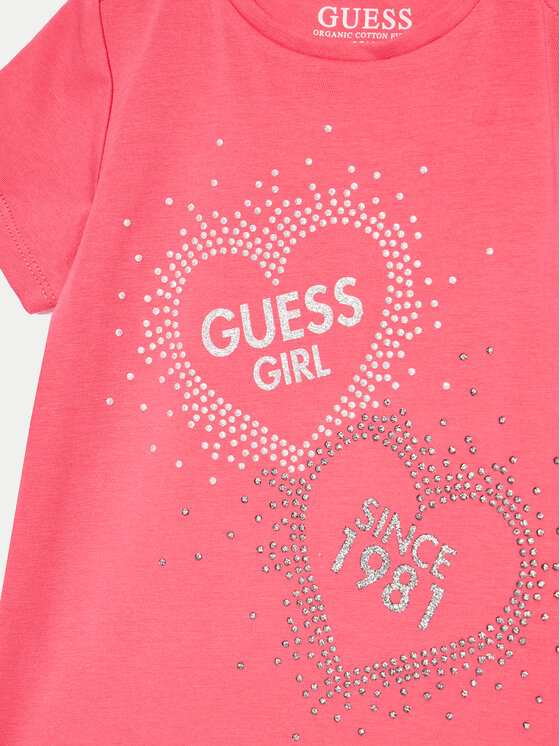 Guess Guess Тишърт K4BI01 J1314 Розов Regular Fit
