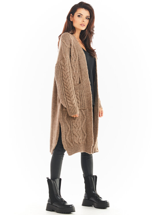 Awama Awama Sweter A393 Beżowy Basic Fit