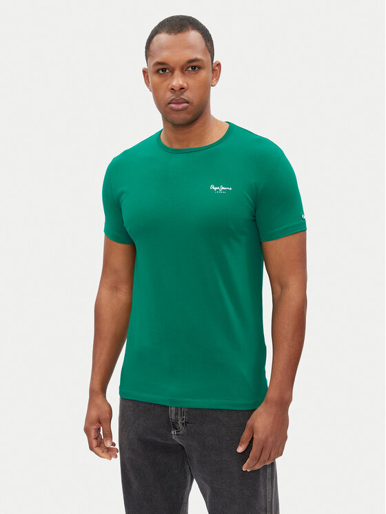 Pepe Jeans Męski T-Shirt, rozmiar L, Zielony, Original Basic PM508212