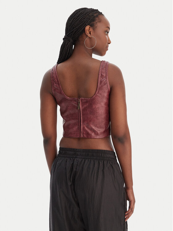 adidas adidas Top Pleather KD8786 Bordo rdeča Slim Fit